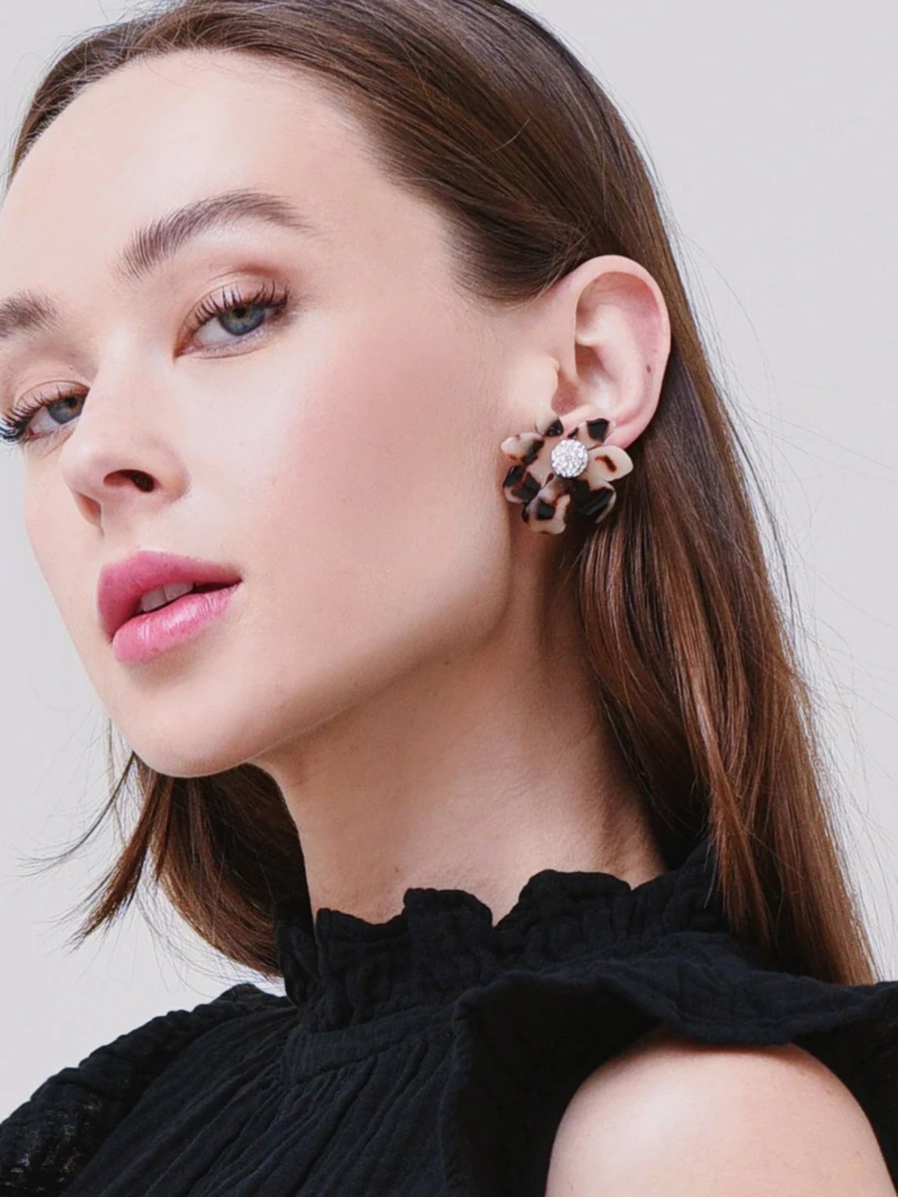 Lele Sadoughi Pink & Brown Floral Tortoise Cluster Earrings